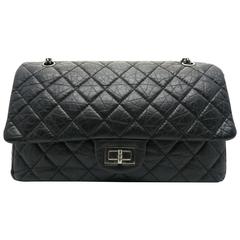 Chanel Black Quilting Calfskin Leather Silver Metal Chain Shoulder Bag