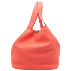 Hermes Picotin TGM Rouge Pivoine / Orange-ish Red Clemence Leather Tote Bag