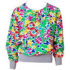 Ungaro Floral Print Silk and Knit Pullover 5