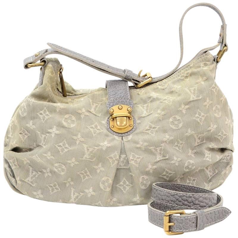 Louis Vuitton Slightly Gray Gris Monogram Denim Shoulder Bag For Sale