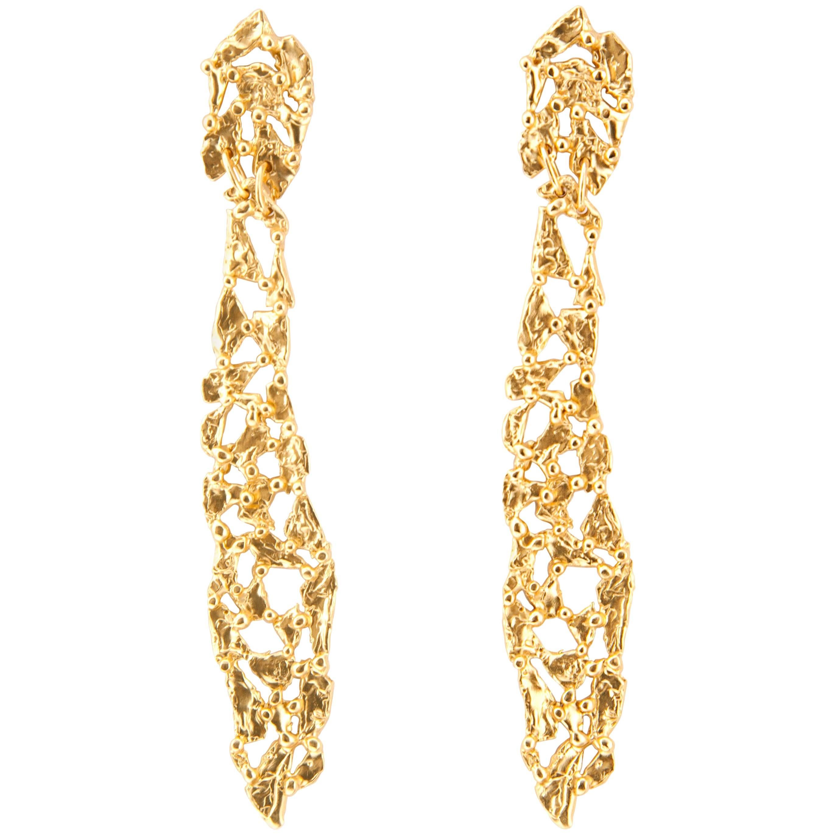 Giulia Barela OH! Earrings, gold plated bronze For Sale