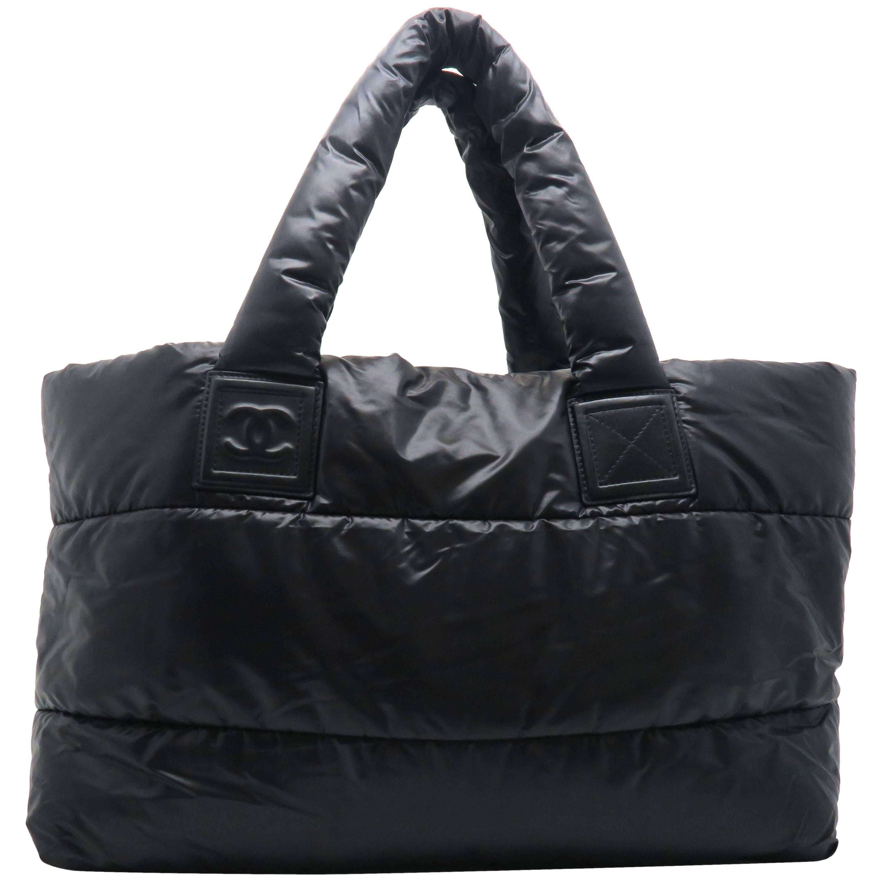 Chanel Coco Cocoon Charcoal Black Nylon Tote Bag For Sale