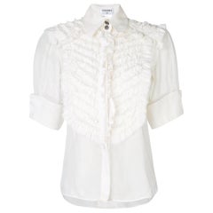 Chanel Ruffled Cotton-Silk Shirt