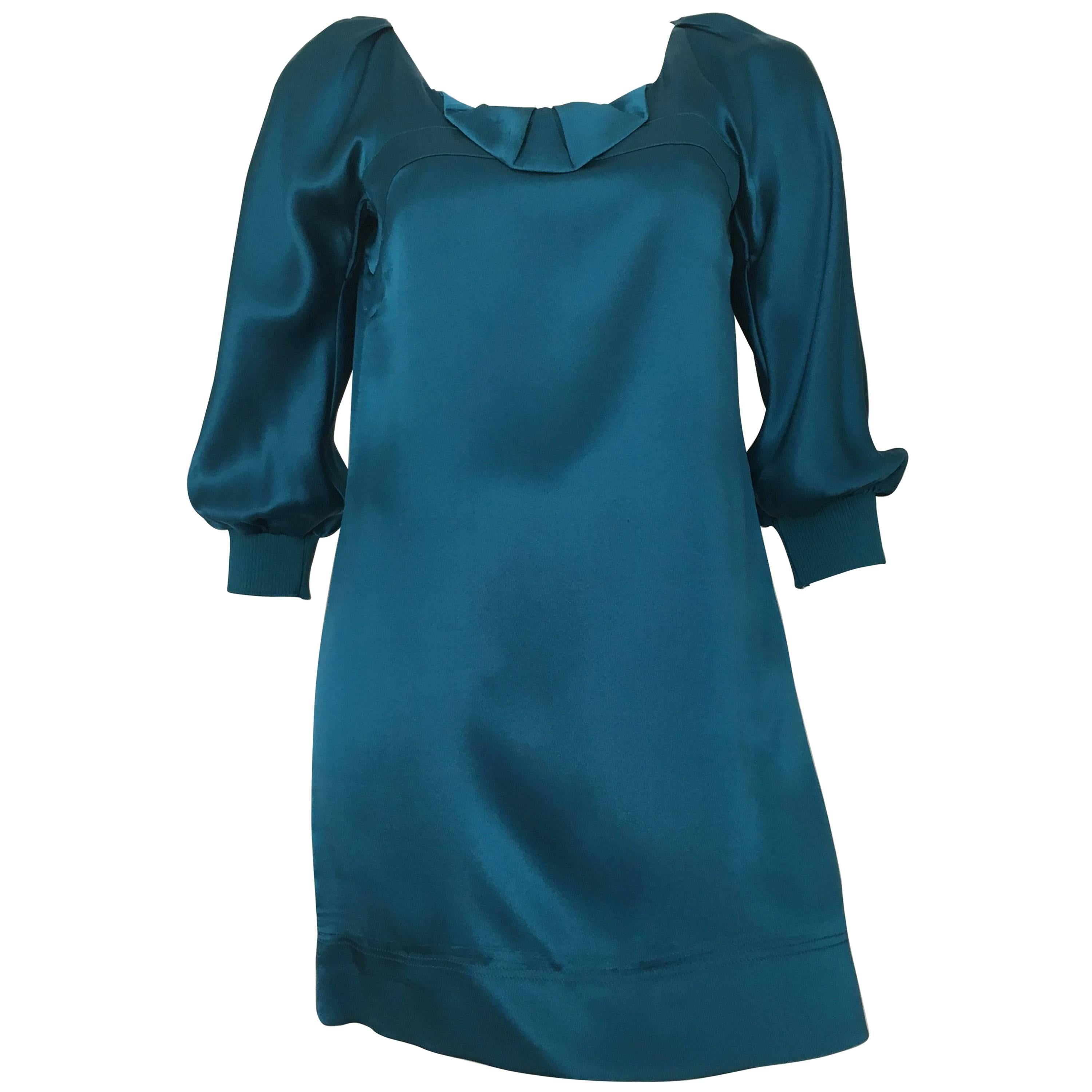 See by Chloe Teal Silk Mini Dress Size 4.  For Sale