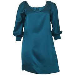 See by Chloe Teal Silk Mini Dress Size 4. 