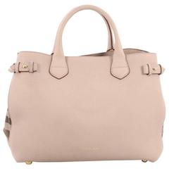 Burberry Banner Convertible Tote Leather and House Check Canvas Medium