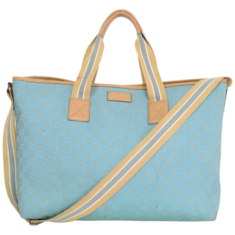 Gucci Blue Monogram XL Canvas Tote/Diaper Bag For Sale at 1stdibs