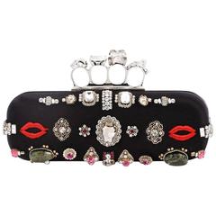 Alexander McQueen Knuckle Box Clutch Embellished Satin Long