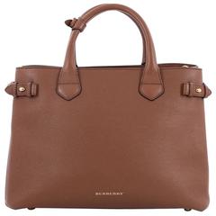 Burberry Banner Convertible Tote Leather and House Check Canvas Medium