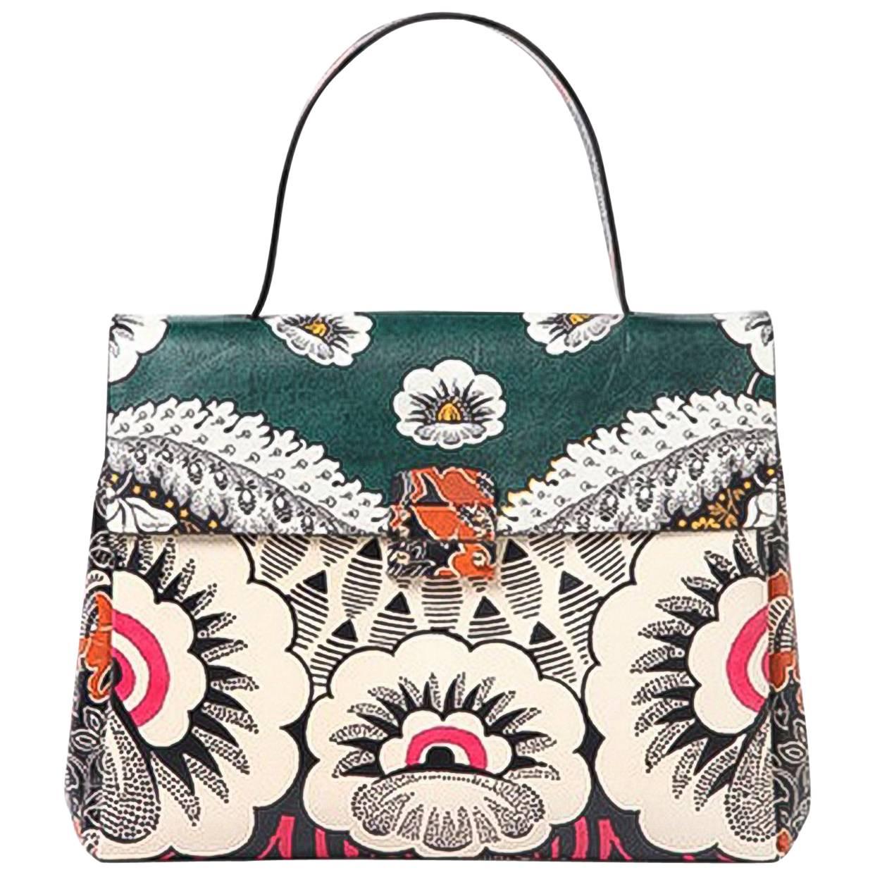 Valentino 2015 Multicolor Floral Print Mime Top Handle Bag rt. $3, 645