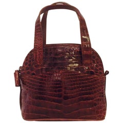 Maxima Vintage Brown Alligator Crossbody Bag With Double Handles 8