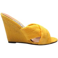 Vintage 1980s Norma Kamali Golden Yellow Terrycloth Wedges