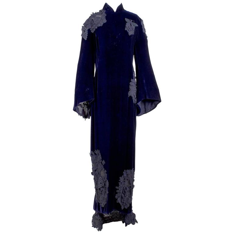 Jean Paul Gaultier Couture Deep Purple Velvet Dress with Appliques circa 1990s at 1stDibs