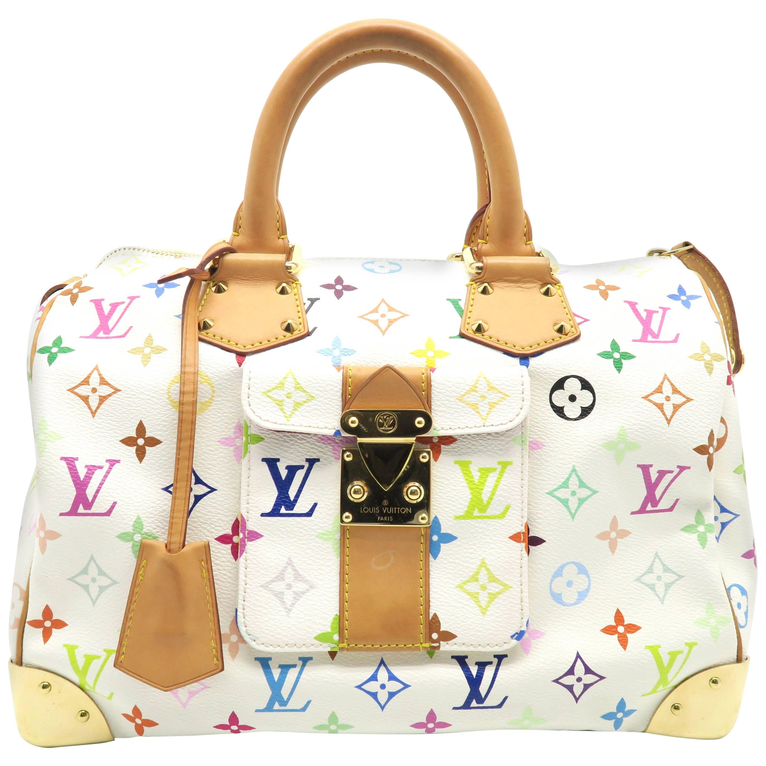 Louis Vuitton Speedy White Monogram Multicolore Handbag
