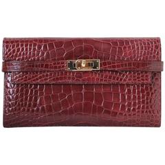 Hermès Kelly Croc Gold H/W Clutch Pochette Wallet 4