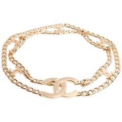 Belt CHANEL Size 70 FR Double Row of Gilded Metal Chain 