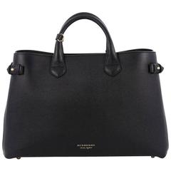 Burberry Banner Convertible Tote Leather and House Check Canvas Large