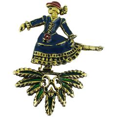Hermès Paris Enamel Ice Skater Brooch 11