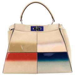 Fendi Color Block Peekaboo Handbag Patent and Suede Regular