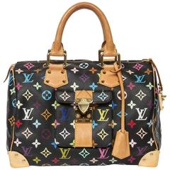 Speedy in black multicolor monogram canvas