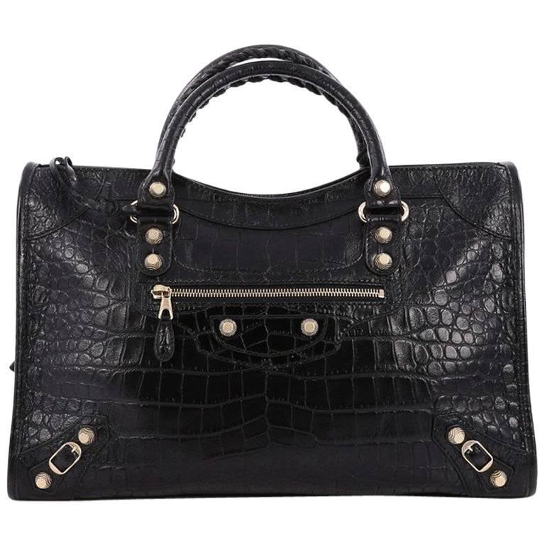 Balenciaga City Giant Studs Handbag Crocodile Embossed Leather Medium at  1stDibs | balenciaga crocodile city bag, balenciaga croc embossed bag, balenciaga  city croc embossed