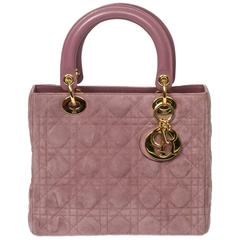 Vintage Lady Dior MM Lilac Cannage Suede