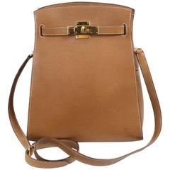 Vintage 1994 Hermes Kelly Sport Bag in Gold Brown Leather.