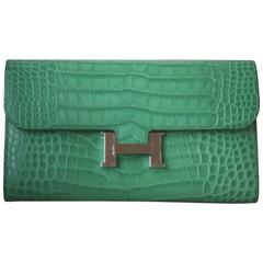 Hermès Matte Croc Constance Long Palladium H/W Wallet 5