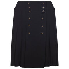 Used 1994 Chanel Black Double Buttoned CC Skirt