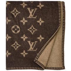 Louis Vuitton Monogram Logo Wool Blanket Brown