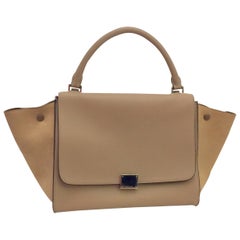 Coveted Celine Taupe Leather Trapeze Medium Bag