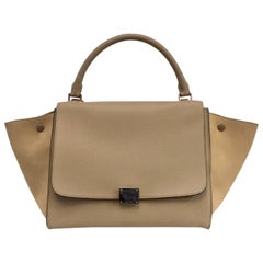 Coveted Celine Taupe Leather Trapeze Medium Bag