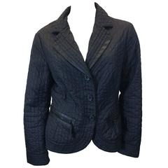 Armani Faux Leather Trimmed Black Quilted Blazer 4