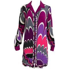 Vintage Emilio Pucci Multi Color Vibrant Mod Print Silk Mini Tunic Dress 9
