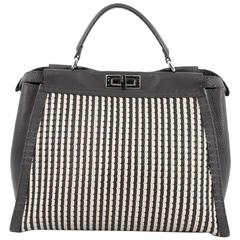 Fendi Selleria Peekaboo Handbag Woven Leather XL