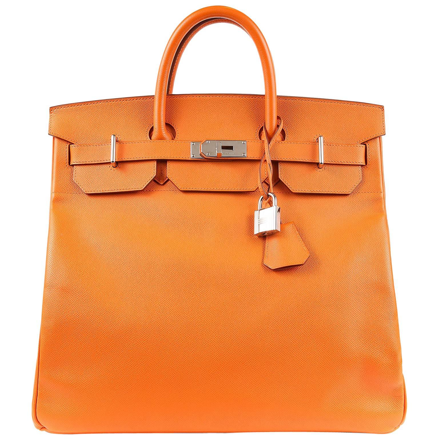 Hermès Orange Epsom 40 cm HAC with Palladium For Sale
