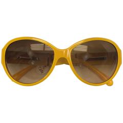 Chanel Yellow Framed Glasses with White Logo Inlay 4