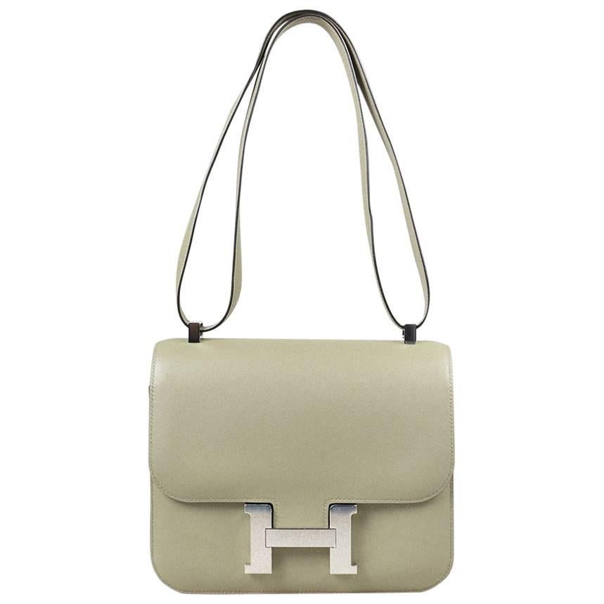 Hermes Sauge Green Swift Leather "Constance" Flap Shoulder Bag For Sale