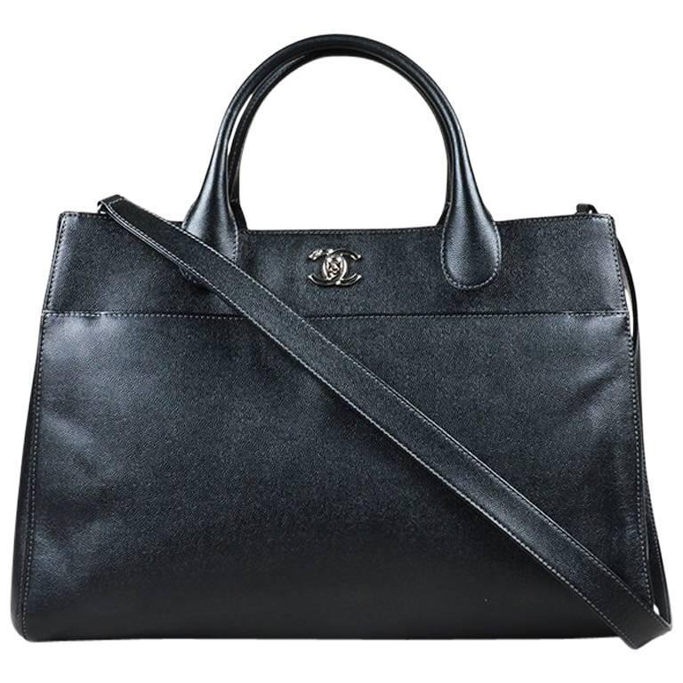 CHANEL Cerf Executive Leather Shopper Tote Bag Black