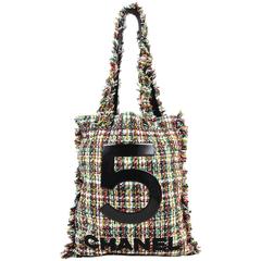Chanel Multicolor Plaid Tweed Fringe "No. 5" Shopping Tote Bag 5