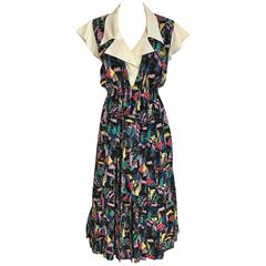 1970s CHLOE Abstract Print Multi Color Print Silk Dress 3