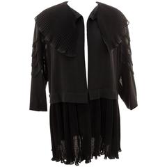 Romantic Jean Muir Black Jacket with Micro Pleated Collar & Soutache Sleeves M 12