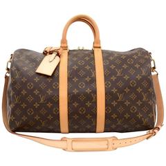 Louis Vuitton Keepall 45 Bandouliere Monogram Canvas Duffle Travel Bag + Strap