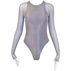 1990s Giorgio Di Sant Angelo Lilac Metallic Long Sleeve Body Suit