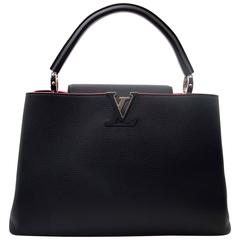 Louis Vuitton Black Capucines MM Taurillon Pink Lining 2