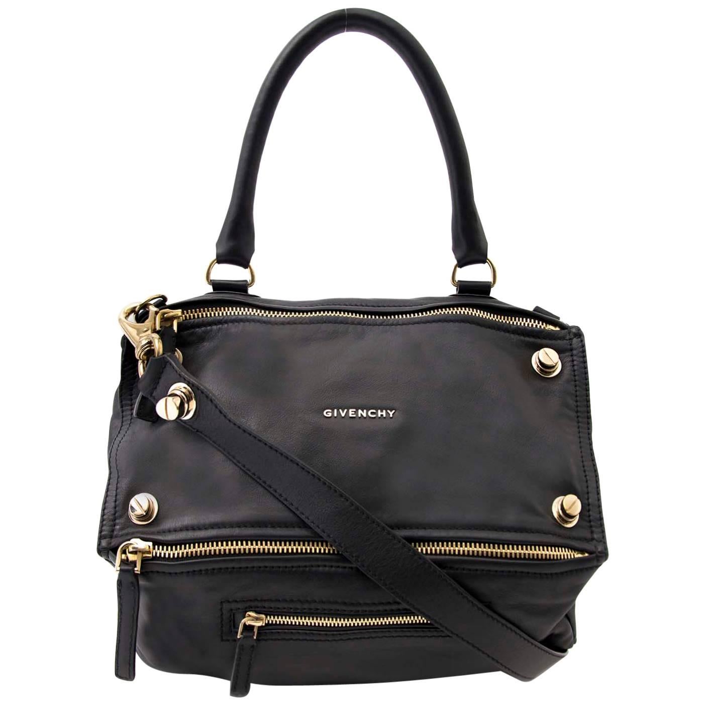 Givenchy Black Pandora Medium Leather Satchel Bag 