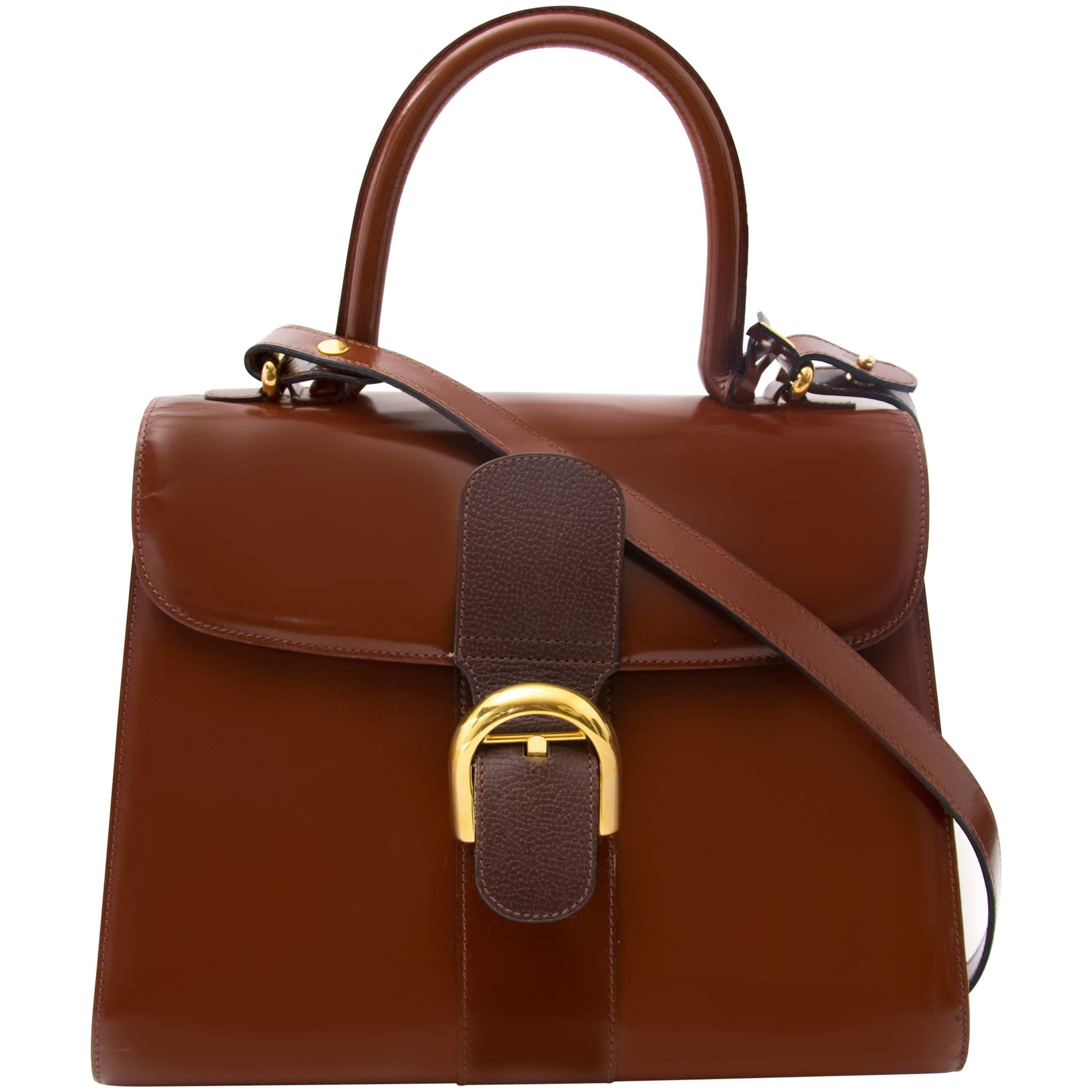 Delvaux Brillant MM Bicolor Dark Brown - Marron + strap