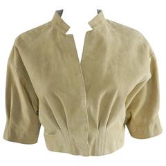 Brunello Cucinelli Beige Suede Crop Jacket 9