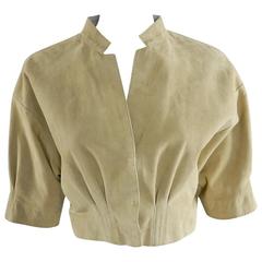 Brunello Cucinelli Beige Suede Crop Jacket