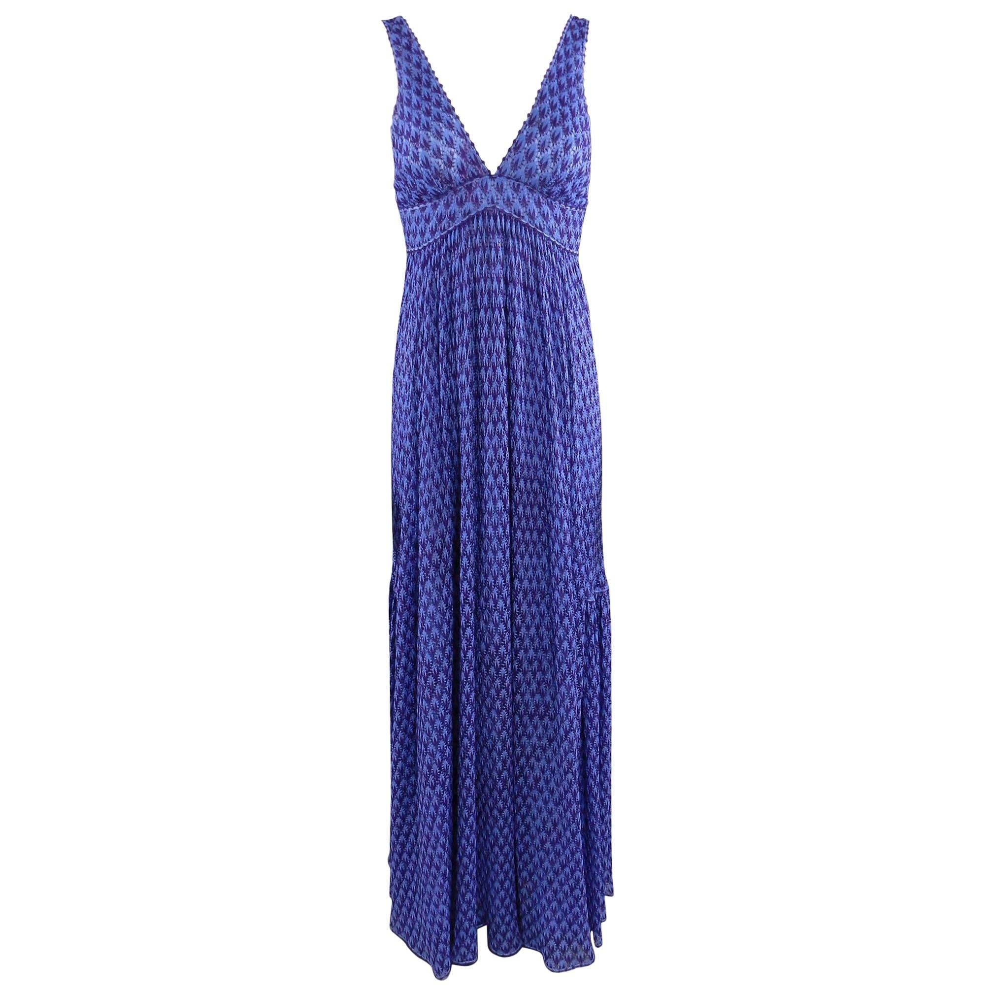 Missoni Runway Purple Knit Resort Maxi Dress / Gown